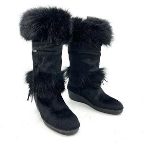 Tecnica Fur Boots Black Women's Size EU 43